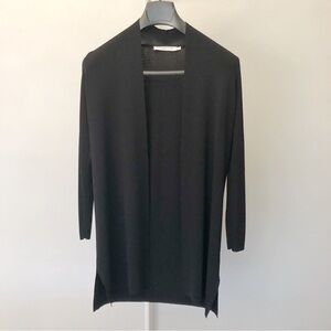 CONTEMPORAINE Knitted Minimalist Black Open Front Loose Fit Kimono Cardigan.